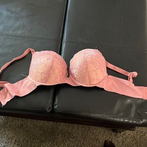 pink lace push up bra